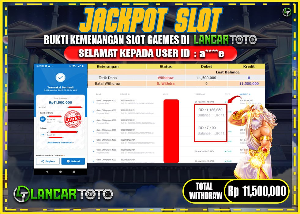 LANCARTOTO JACKPOT SLOT GATES OF OLYMPUS 1000! Rp.11,500.000.,- LUNAS